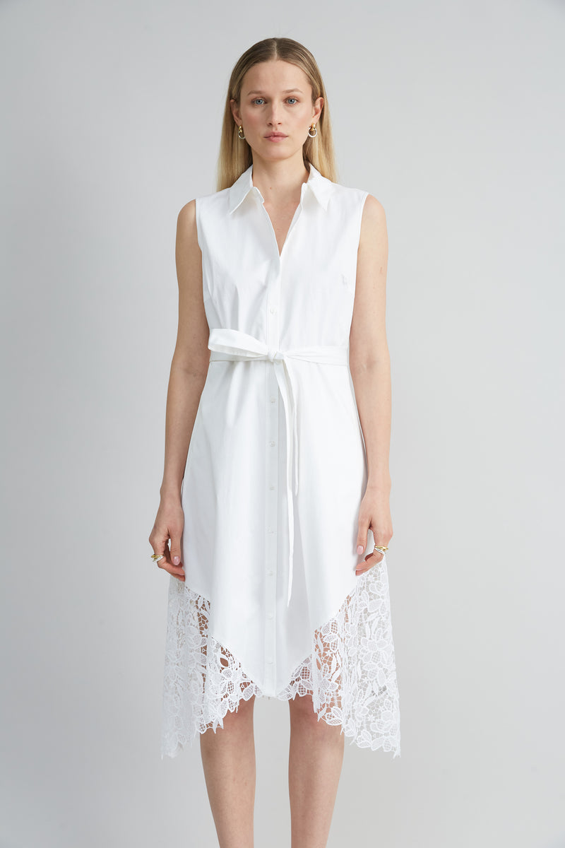 Cotton Lace Hem Dress Elie Tahari Cotton Lace Hem Dress Elie Tahari