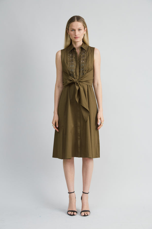 Sleeveless Cotton Tie Dress
