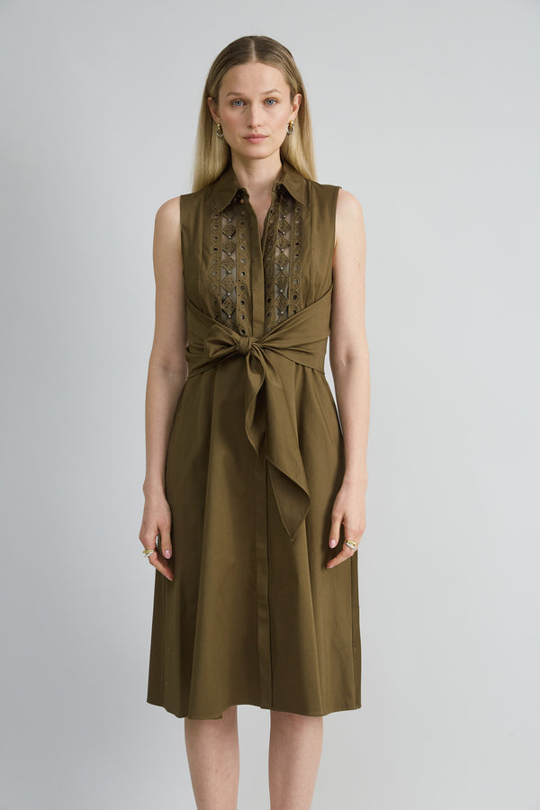 Sleeveless Cotton Tie Dress