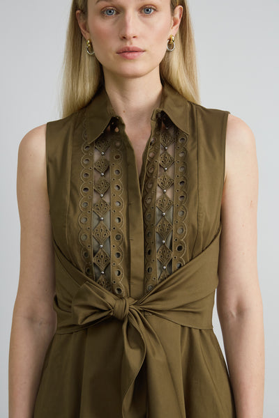 Sleeveless Cotton Tie Dress Image 3