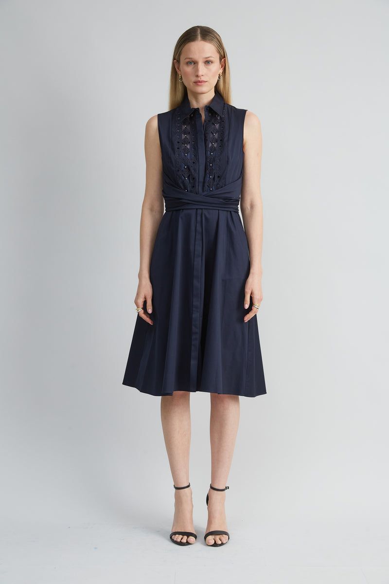 Sleeveless Cotton Tie Dress