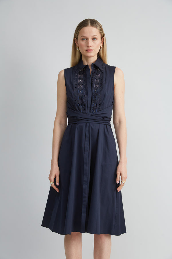 Sleeveless Cotton Tie Dress