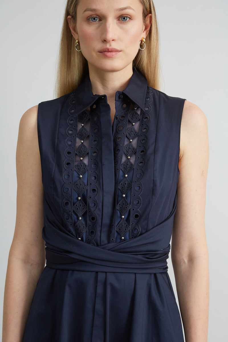 Sleeveless Cotton Tie Dress