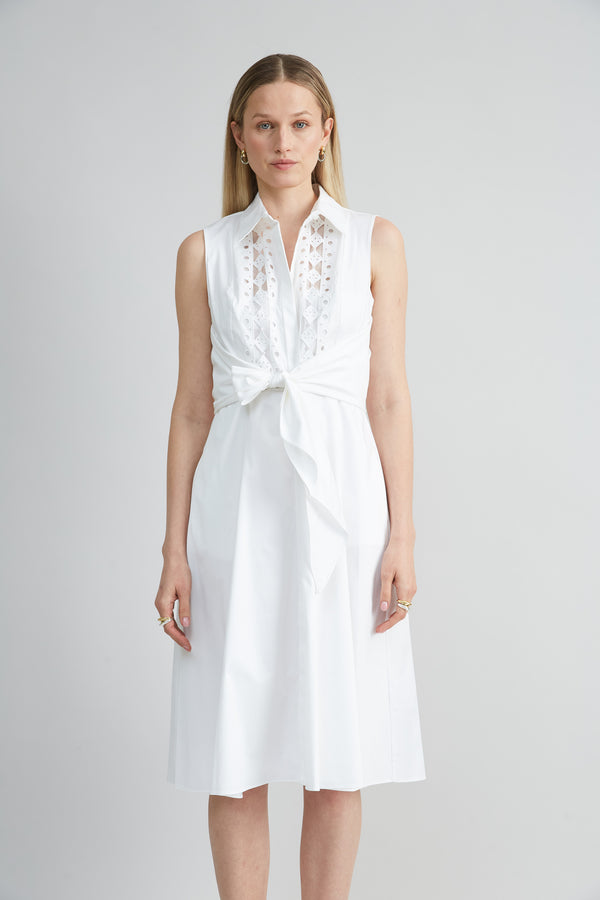 Sleeveless Cotton Tie Dress