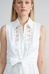 Sleeveless Cotton Tie Dress