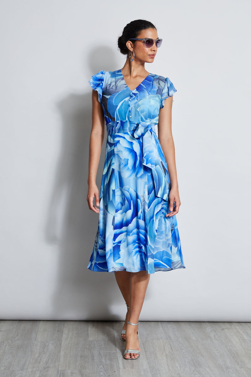 Silk Fantasy Garden Midi Dress