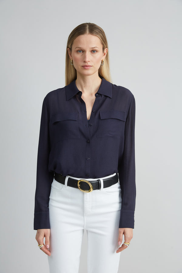 Silk Texture Utility Shirt