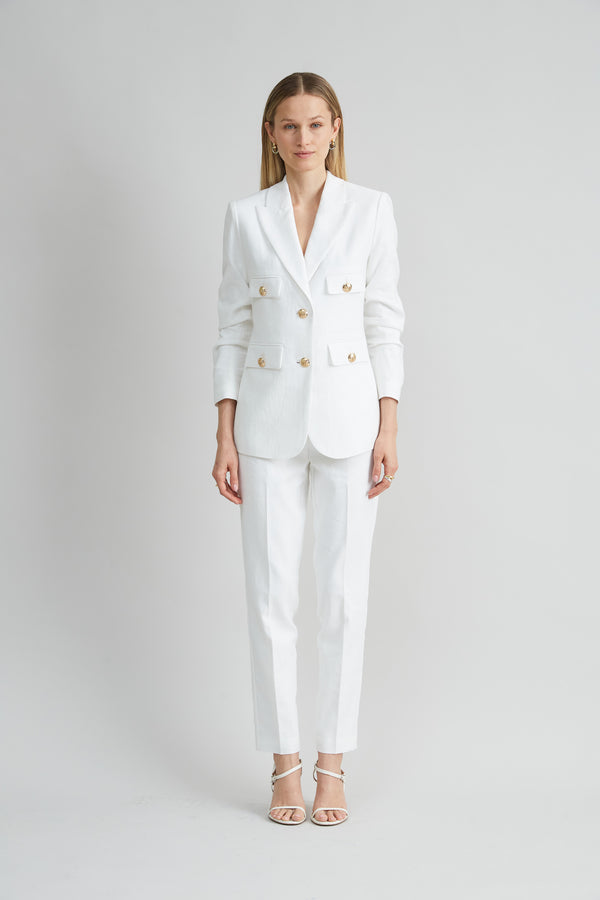 Linen Crest Button Blazer