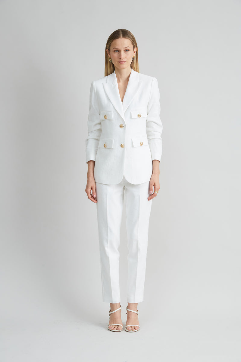 Linen Crest Button Blazer