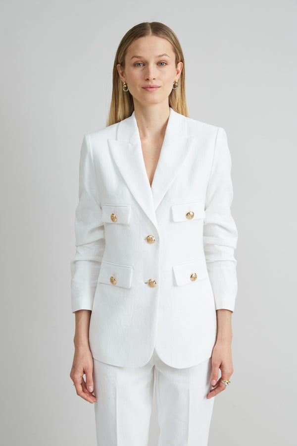 Linen Crest Button Blazer