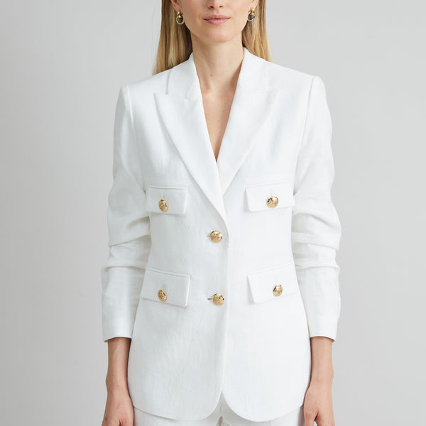 Veste Blanche élégante Pour Femme ELLIE TAHARI - Taille M - Style Duffle Coat à Pressions