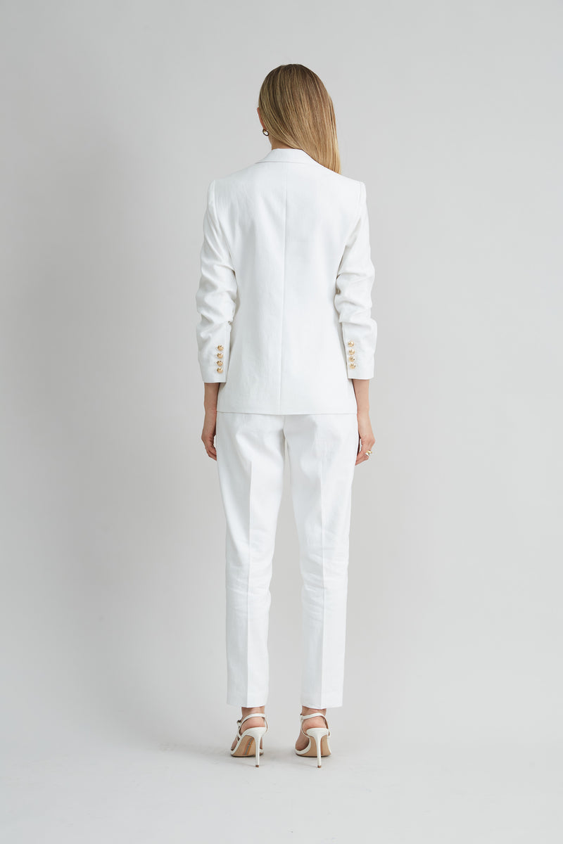 Linen Crest Button Blazer