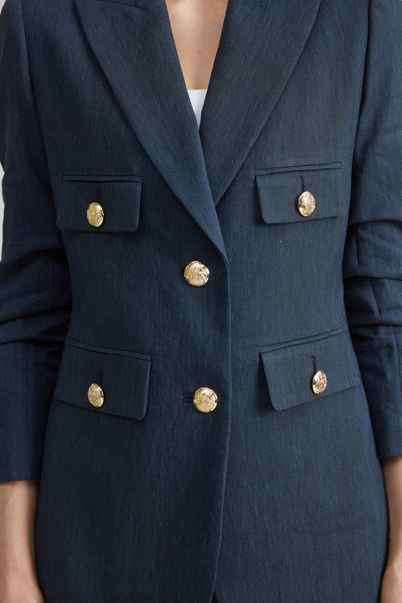 Linen Crest Button Blazer