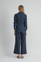 Linen Crest Button Blazer