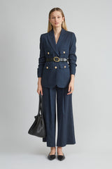 Linen Crest Button Blazer