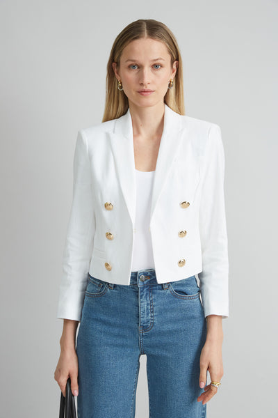 Cropped Linen Jacket Image 1
