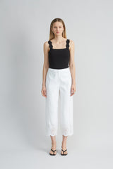 Linen Scallop Hem Pant