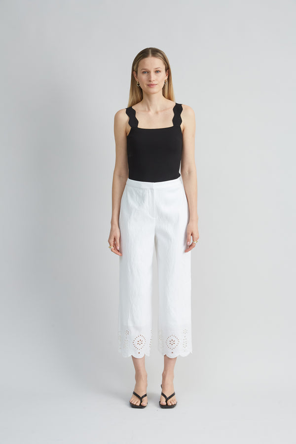 Linen Scallop Hem Pant
