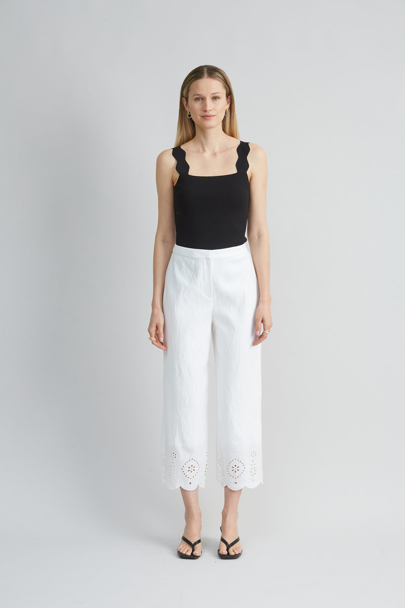 Linen Scallop Hem Pant