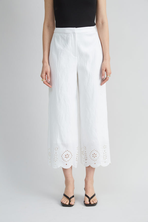 Linen Scallop Hem Pant