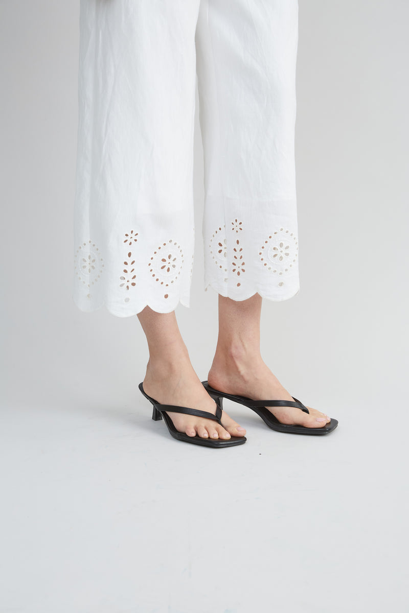 Linen Scallop Hem Pant