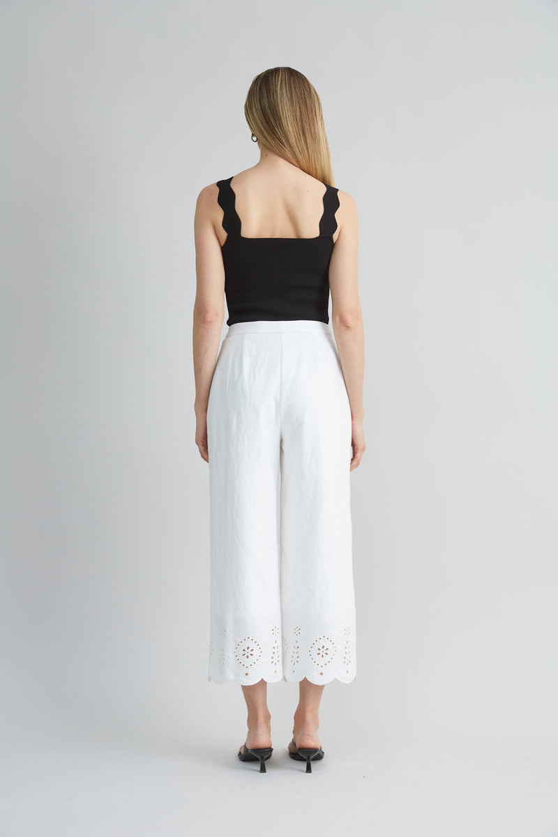 Linen Scallop Hem Pant