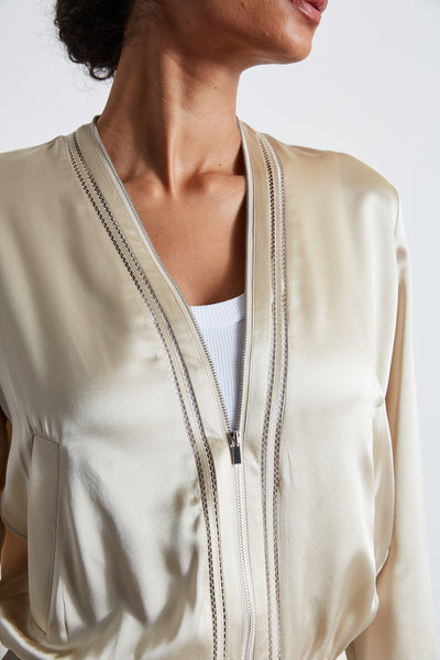 Silk Satin Bomber Jacket Image 5