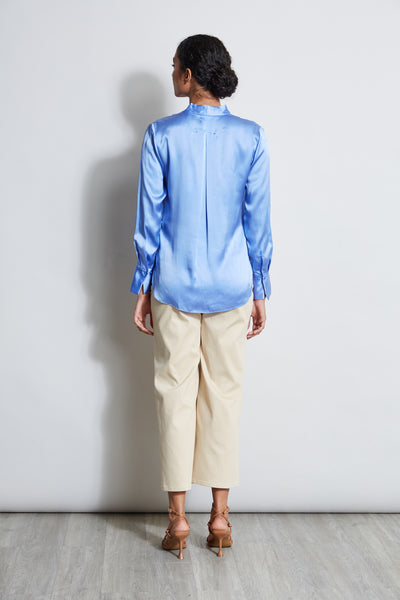 Silk Satin Contour Neck Shirt Image 6