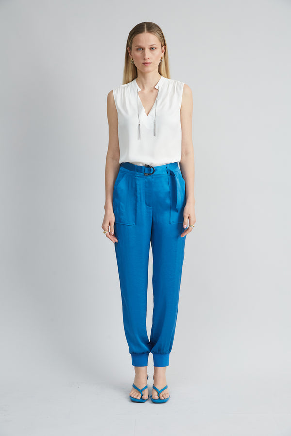 Satin Belted Cargo Pant