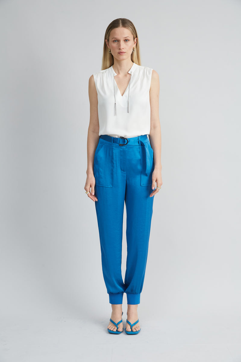 Satin Belted Cargo Pant