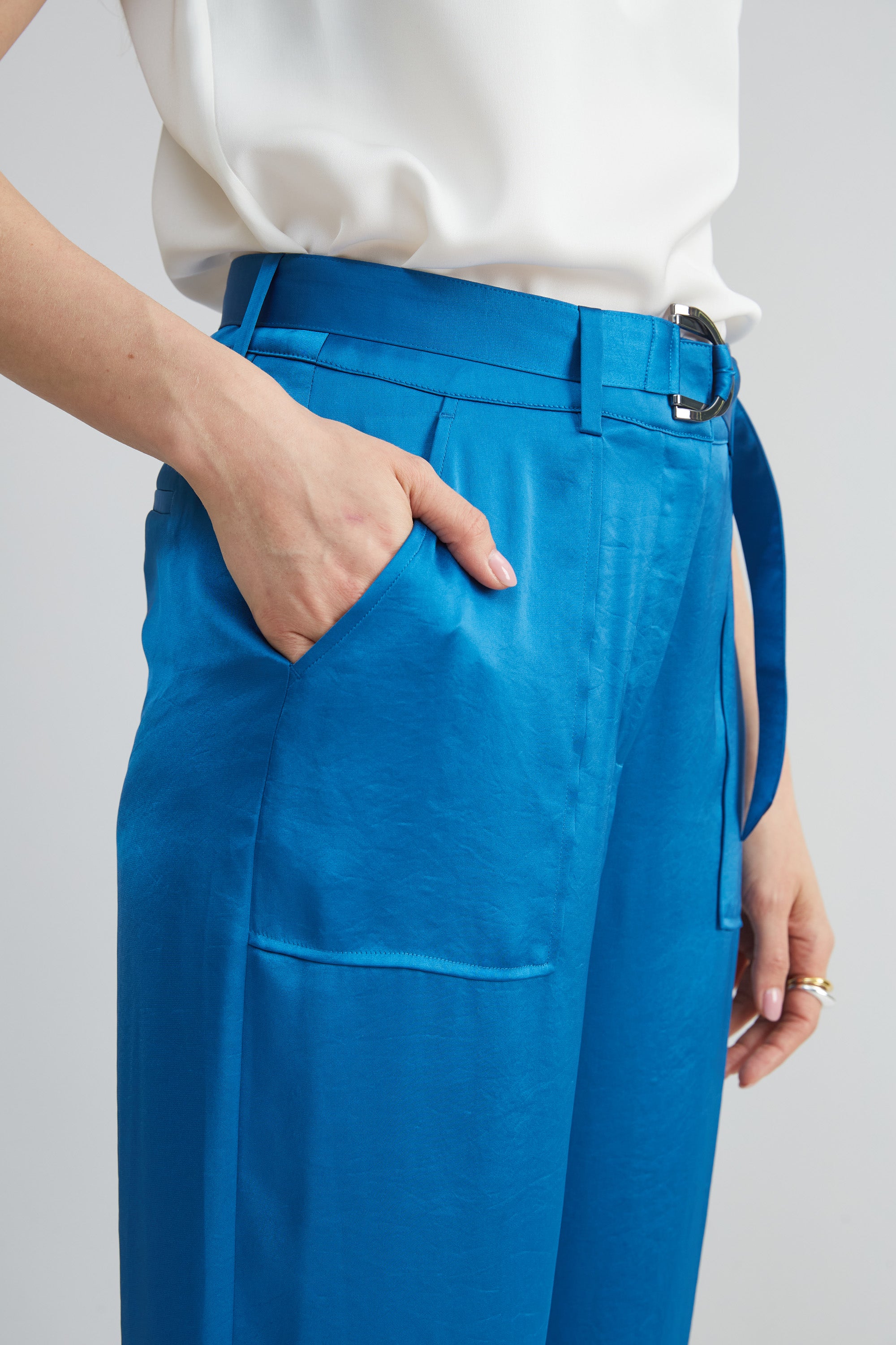 Satin Belted Cargo Pant