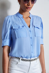 Short Sleeve Silk Utility Shirt