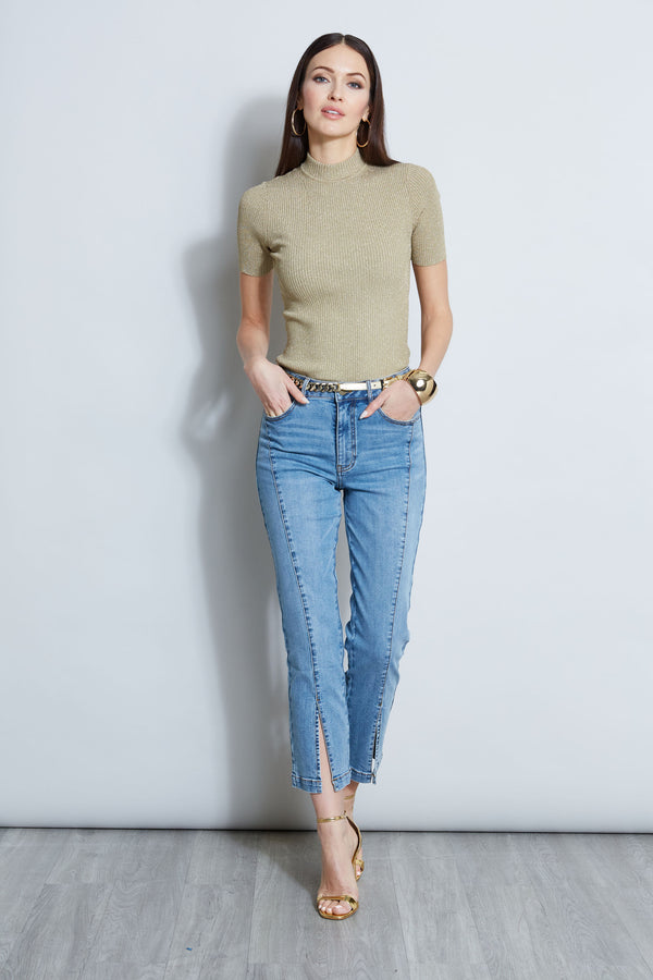 Denim Slit Front Jeans