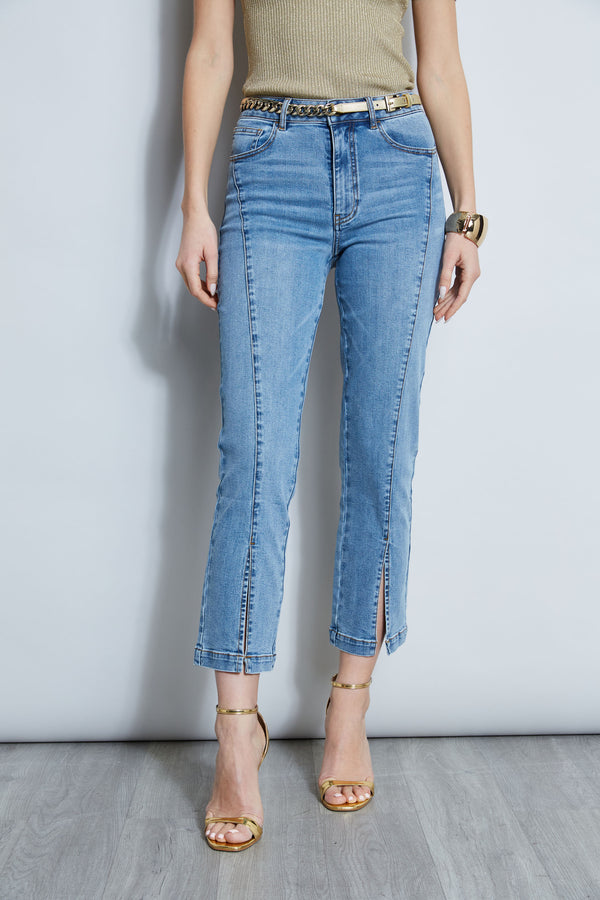 Denim Slit Front Jeans