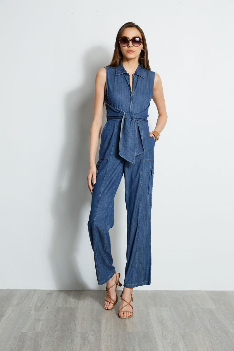 Denim Tie Jumpsuit