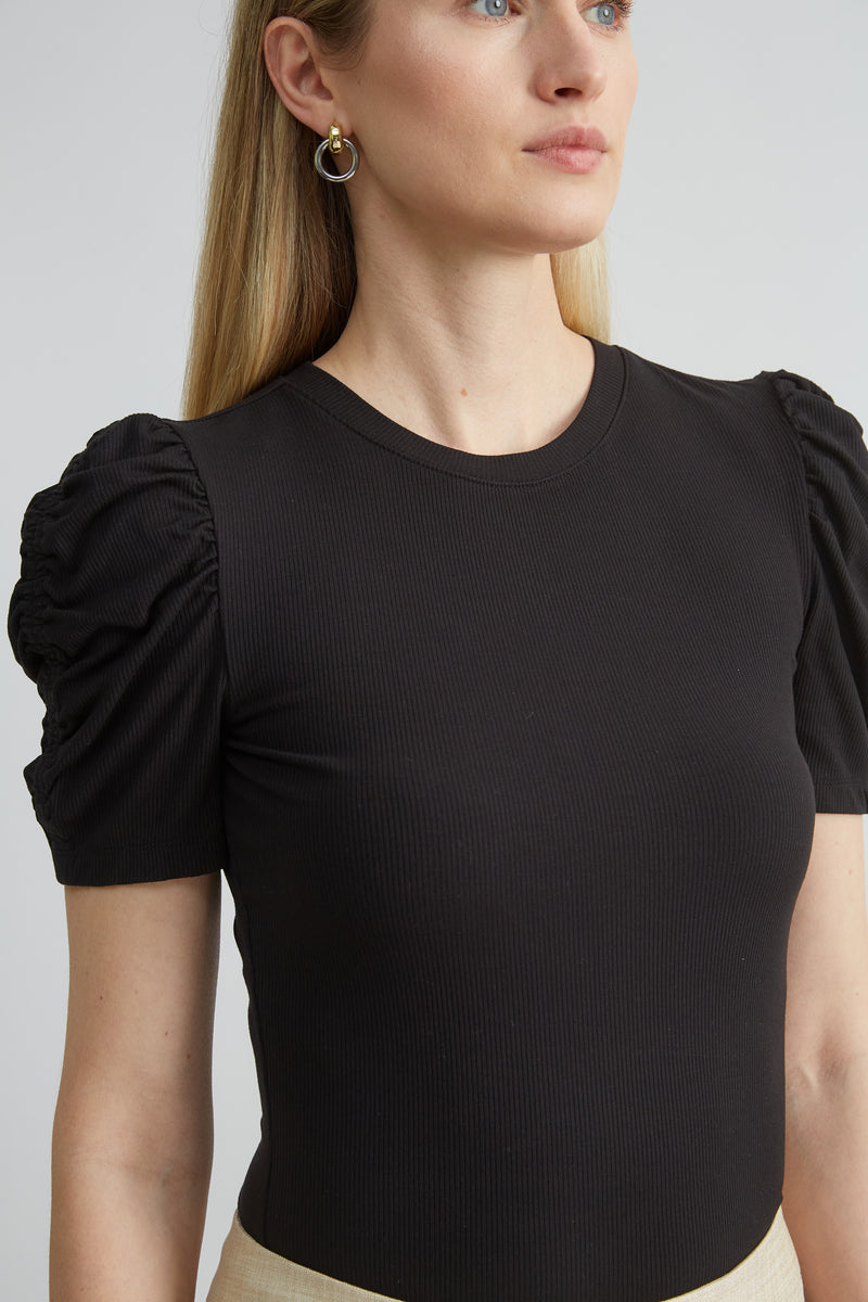 Puff Sleeve Rib Knit