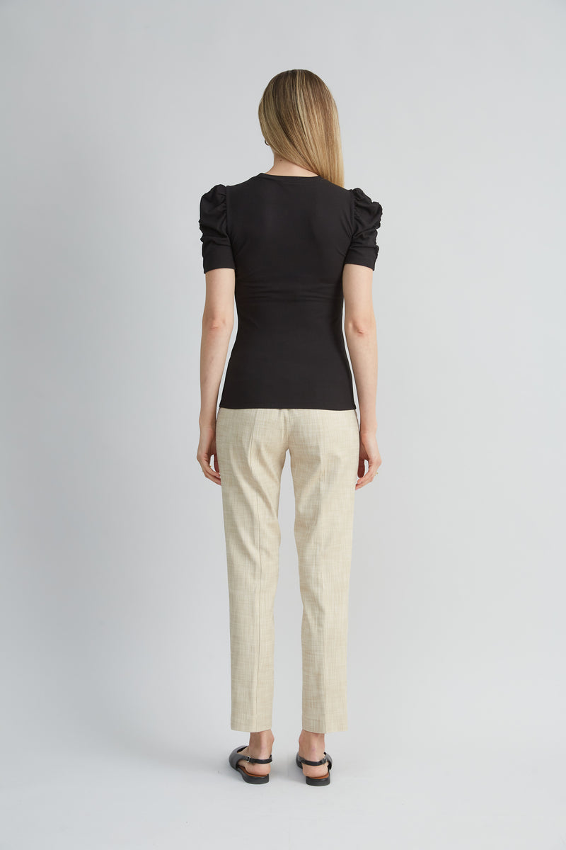 Puff Sleeve Rib Knit