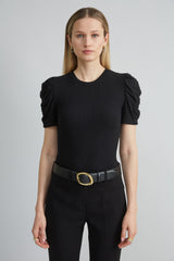 Puff Sleeve Rib Knit