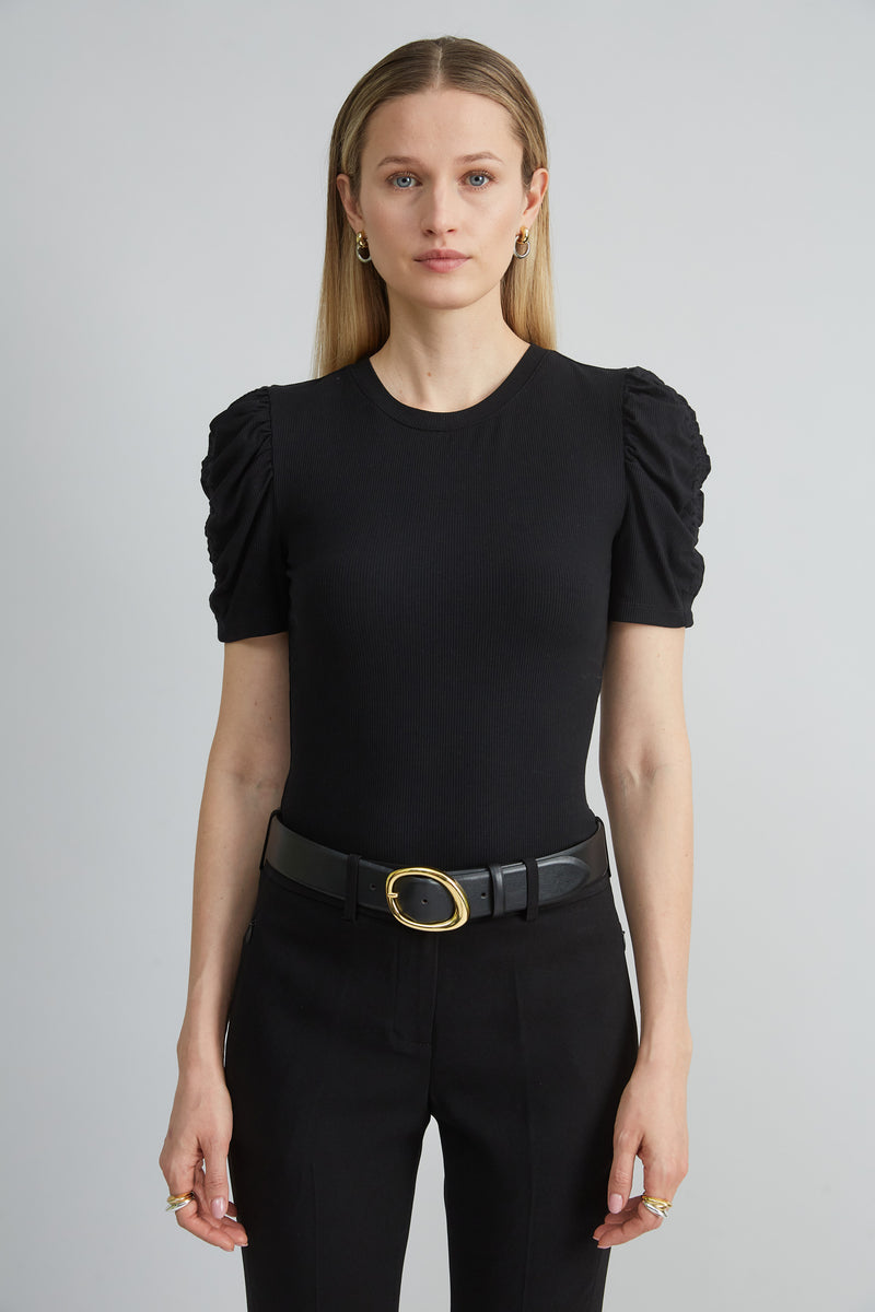 Puff Sleeve Rib Knit
