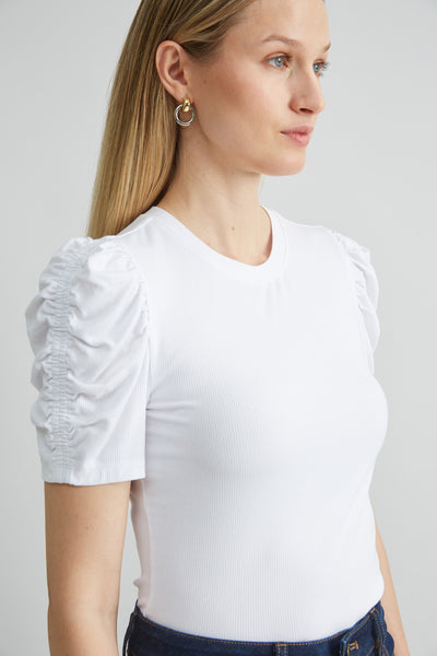 Puff Sleeve Rib Knit Image 3