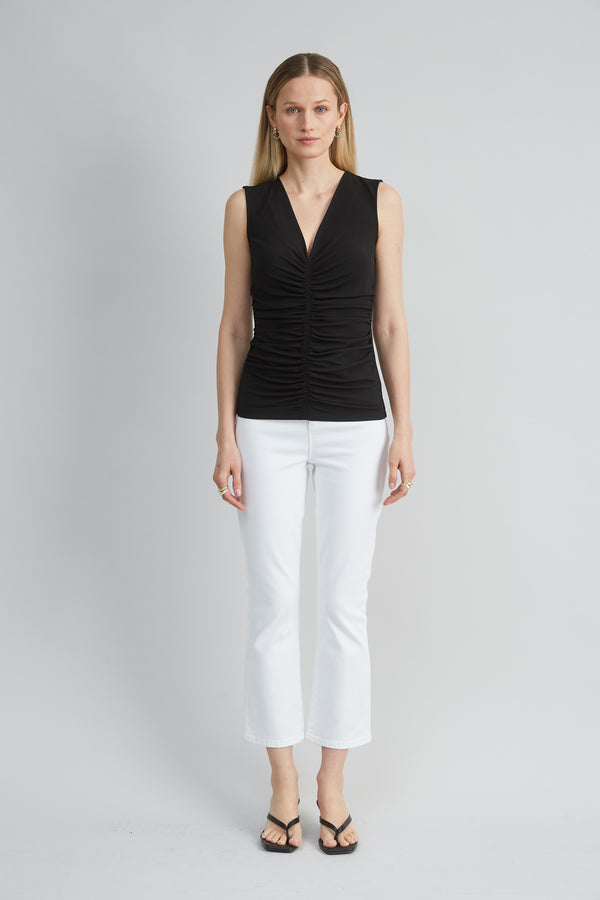 Ruched V-Neck Jersey Knit