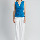 Ruched V-Neck Jersey Knit