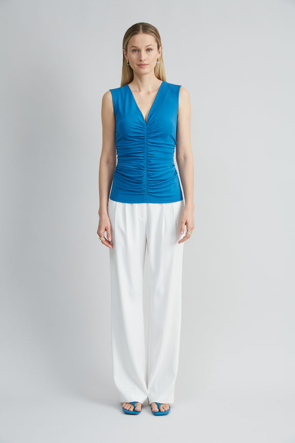 Ruched V-Neck Jersey Knit