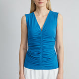 Ruched V-Neck Jersey Knit