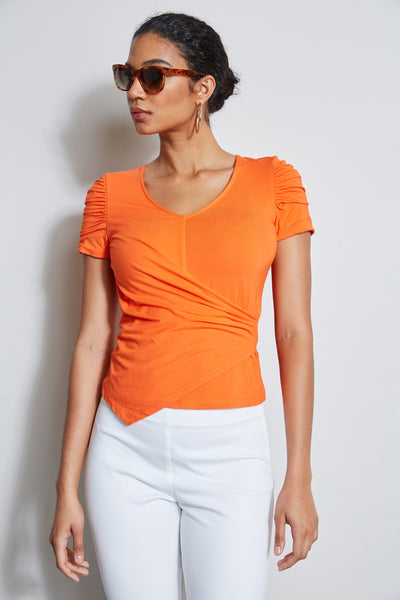 Ruched Sleeve V-Neck Knit Image 3