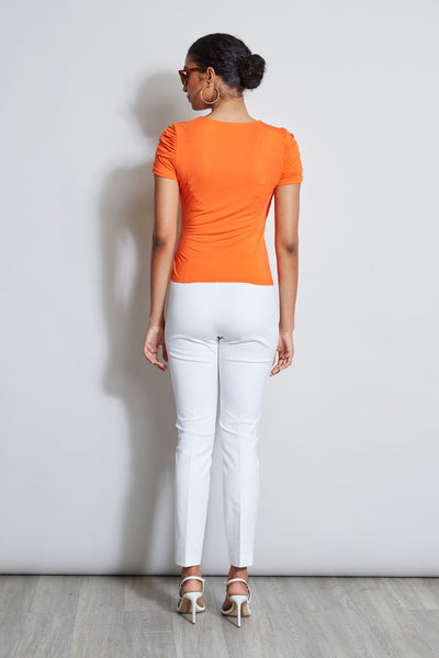 Ruched Sleeve V-Neck Knit Image 5