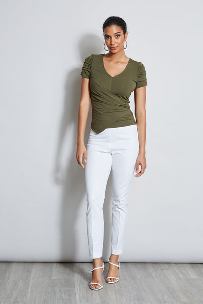 Ruched Sleeve V-Neck Knit Image 2