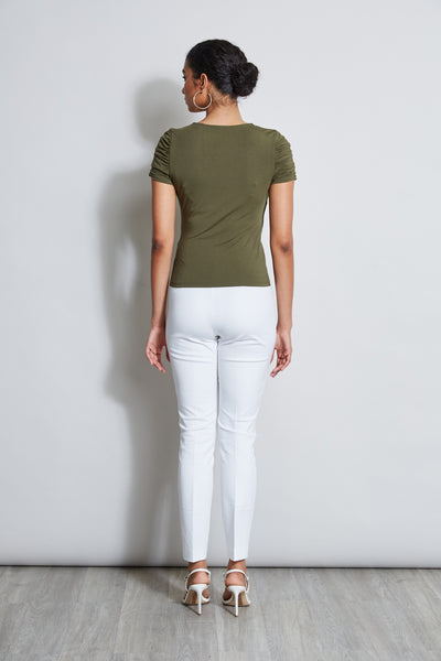 Ruched Sleeve V-Neck Knit Image 4