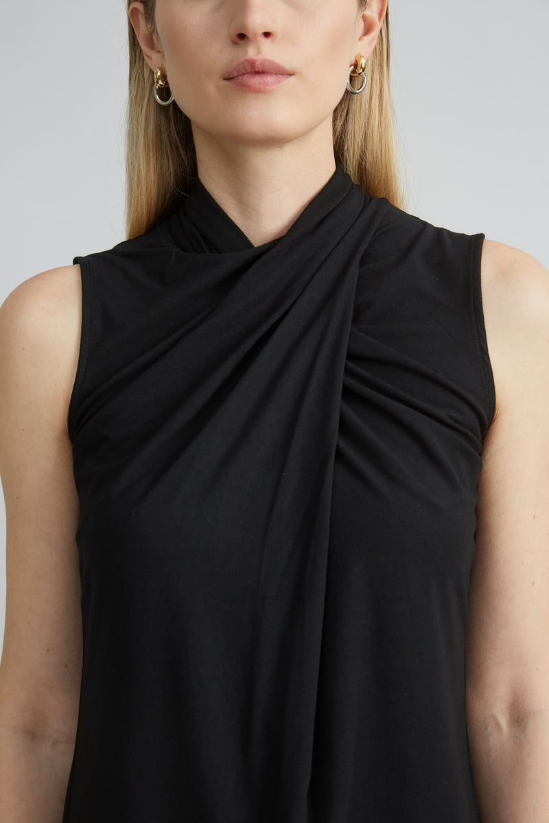 Sleeveless Twist Neck Knit