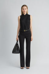 Sleeveless Twist Neck Knit